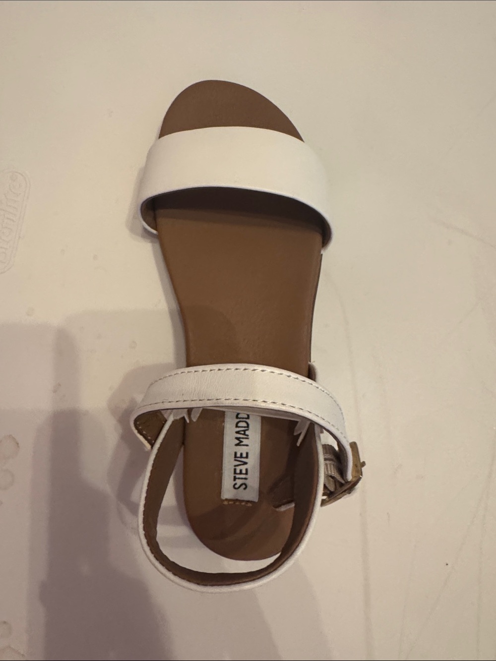 Steve Madden White Leather Ankle-Strap Slide Sandals
